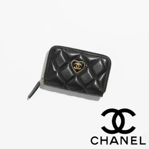 【2026】かわいいハートロゴ☆【CHANEL】ジップ コインパース
