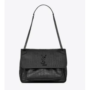 【2026】SAINT LAURENT YSL NIKIミディアムソフトクロコダイルエンボスレザーハンドバッグ