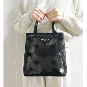 【2026】PRADA スモール ポルカドット メッシュ トートバッグ