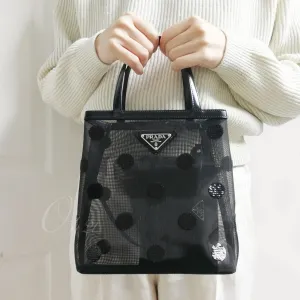 【2026】PRADA スモール ポルカドット メッシュ トートバッグ