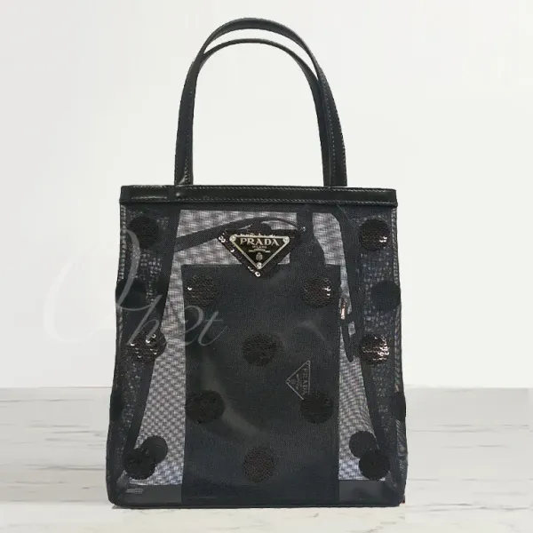 【2026】PRADA スモール ポルカドット メッシュ トートバッグ
