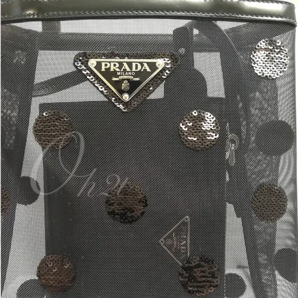 【2026】PRADA スモール ポルカドット メッシュ トートバッグ