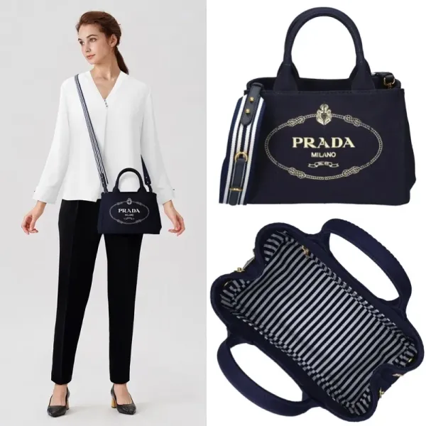 【2026】PRADA コットンキャンバス 2WAYトートバッグ 28*20*14cm 【2026】PRADA コットンキャンバス 2WAYトートバッグ 28*20*14cm