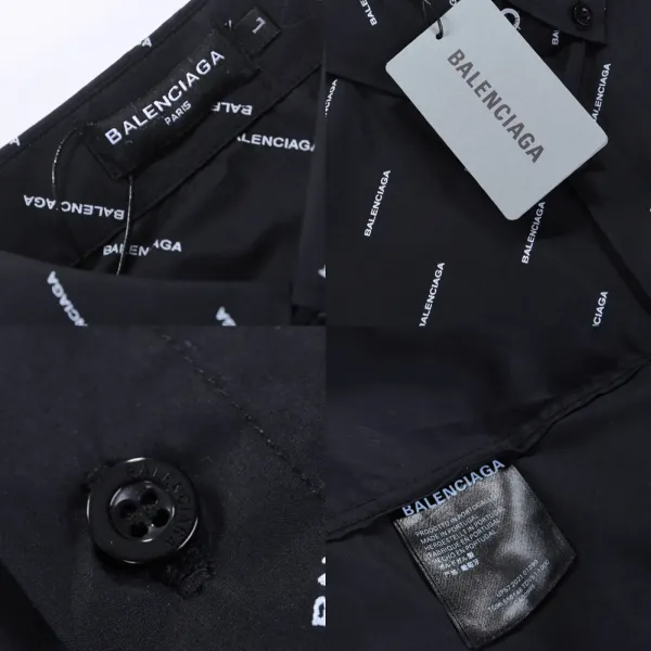 【2026】Balenciaga 春　長袖　シャツ　白　黒　ロゴ　アルファベットのプリント