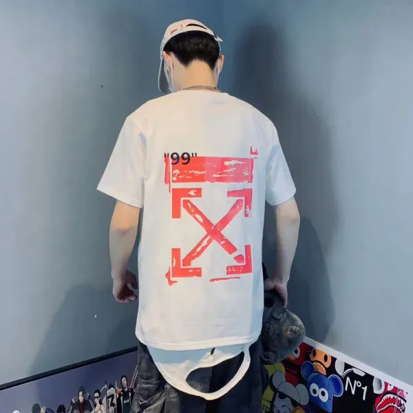 【2026】Off-White(オフホワイト)  　半袖シャツ　Tシャツ   プリント　100％純綿生地　快適　通気性が良い　シンプルの風格　かっこいい　白　男女兼用