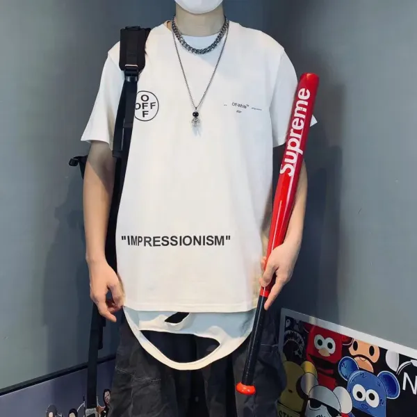 【2026】Off-White(オフホワイト)  　半袖シャツ　Tシャツ   プリント　100％純綿生地　快適　通気性が良い　シンプルの風格　かっこいい　白　男女兼用