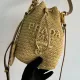 PRADA プラダ◆ラフィア×レザー ミニバケットバッグ ストラップ付 15*19*10CM 240920 PRADA プラダ◆ラフィア×レザー ミニバケットバッグ ストラップ付 15*19*10CM 240920