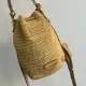 PRADA プラダ◆ラフィア×レザー ミニバケットバッグ ストラップ付 15*19*10CM 240920 PRADA プラダ◆ラフィア×レザー ミニバケットバッグ ストラップ付 15*19*10CM 240920