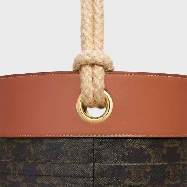 【CELINE】セリーヌロゴプリント デニム バケットバッグ ブラック 19×23×19cm 【CELINE】セリーヌロゴプリント デニム バケットバッグ ブラック 19×23×19cm
